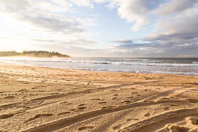 Scenic view of beach against sky