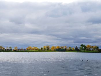 Scenic view of lake against sky