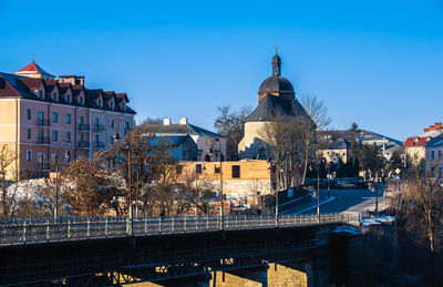 Kamianets-podilskyi old town in the early sunny winter morning