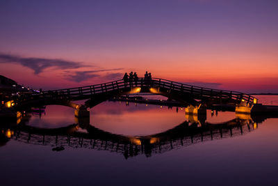 Bridge over river during sunset