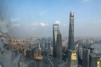 Aerial view of buildings in city