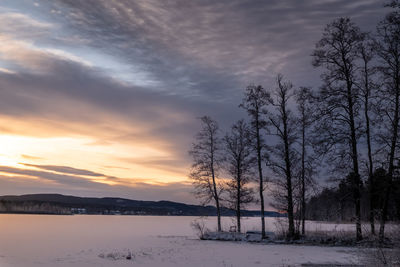 Scenic view of snow covered landscape against sky