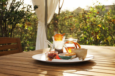 View of breakfast on table