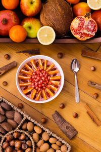 Directly above shot of fruits on table