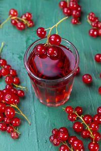 Close-up of red berries on table