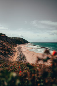 Scenic view of beach against sky