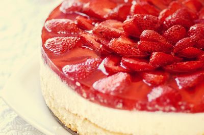 Close-up of strawberry cake