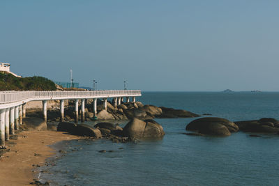 Scenic view of sea against clear sky