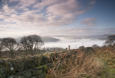 Scenic view of landscape against cloudy sky