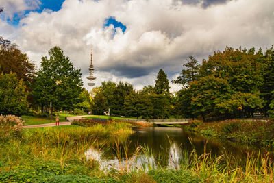 Scenic view of lake against sky