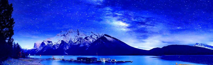 Scenic view of lake at night