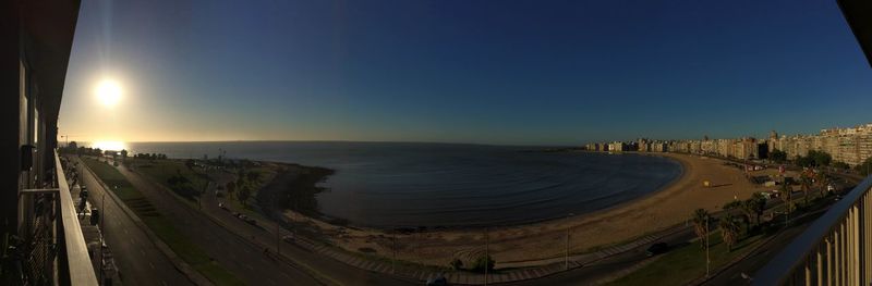 Scenic view of sea against blue sky