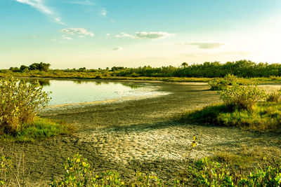 Scenic view of lake against sky