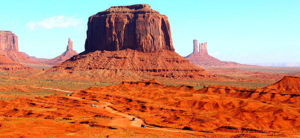 View of rock formations in desert