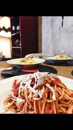 Close-up of food served on table in restaurant