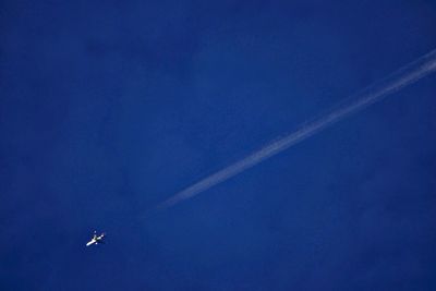 Low angle view of airplane flying in sky