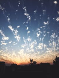 Low angle view of silhouette trees against sky
