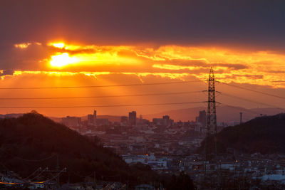 Cityscape against sky during sunset