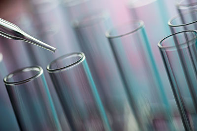 Close-up of test tubes at laboratory