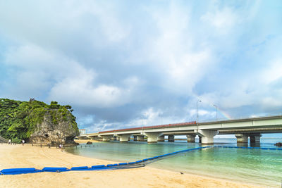 Rainbow landscape of the shinto shrine naminoue of naha city in okinawa prefecture, japan.