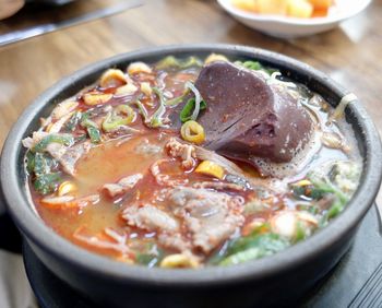 Close-up of soup in bowl