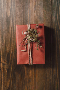 Directly above shot of christmas decorations on table