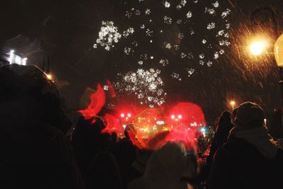 People enjoying music concert at night