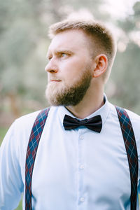 Close-up of man looking away