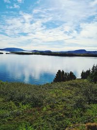 Scenic view of lake against sky