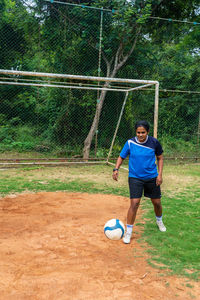 Woman playing soccer