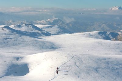 Aerial view of snowcapped landscape