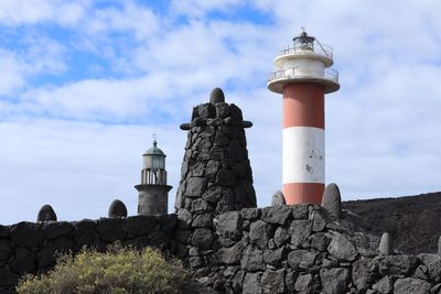 Low angle view of lighthouse against sky