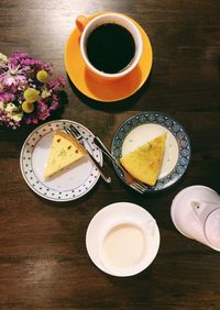 High angle view of coffee on table