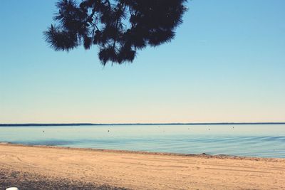 Scenic view of calm sea against clear sky
