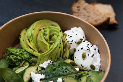 High angle view of vegetables in plate