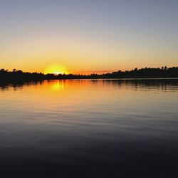 Scenic view of lake at sunset