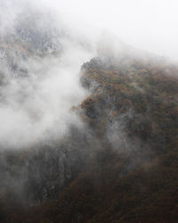 Mountains during foggy weather