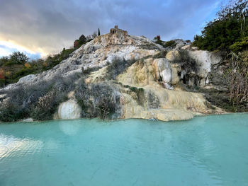 Scenic view of rock formations against sky