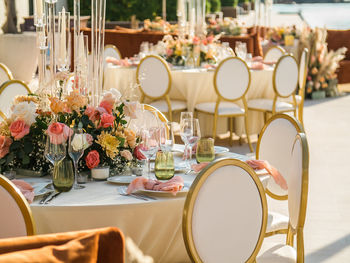 Empty chairs and table at home