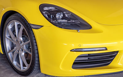 Close-up of yellow car