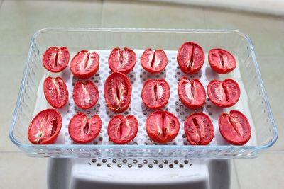 High angle view of tomatos