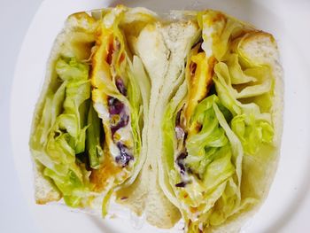 High angle view of pasta in plate