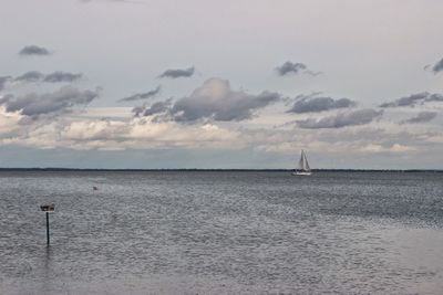 Scenic view of sea against cloudy sky