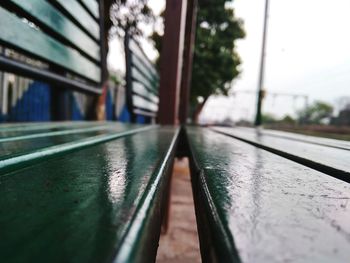Close-up of railroad track against sky