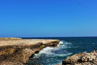 Scenic view of sea against clear sky