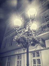 Low angle view of illuminated street light