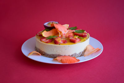 Close-up of fruit salad in plate