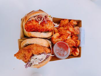 High angle view of food in plate