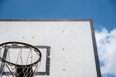 Low angle view of basketball hoop against sky