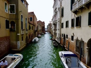 Canal amidst buildings in city against sky